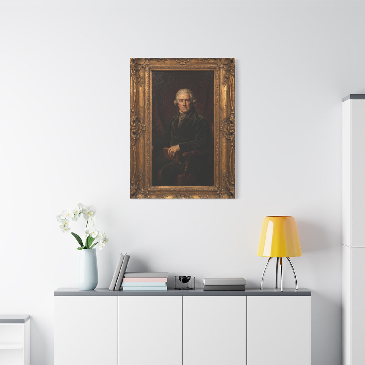 Classical Gentleman Portrait in Ornate Frame Wall Art & Canvas Print
