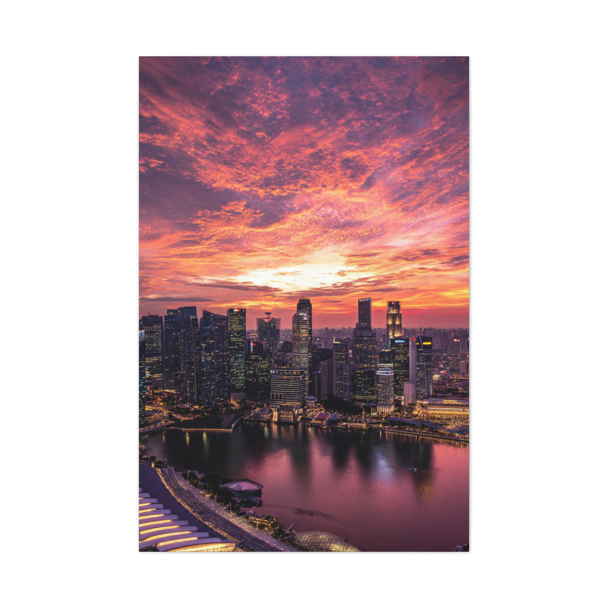 Singapore Skyline Sunset Reflections Wall Art & Canvas Print