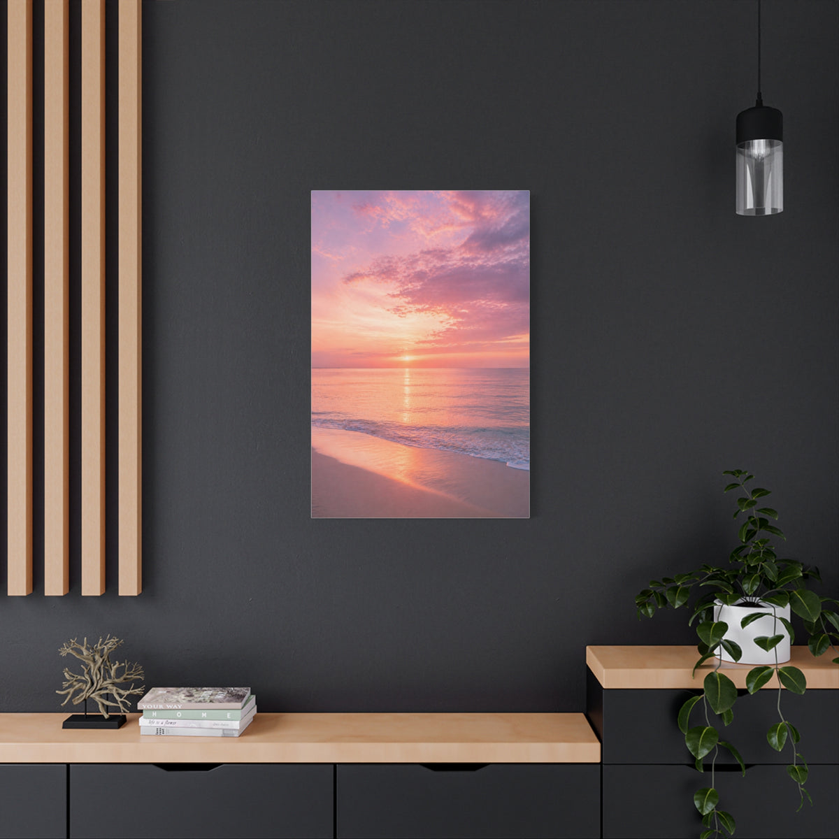 Blush Coastal Sunset Horizon Wall Art & Canvas Print