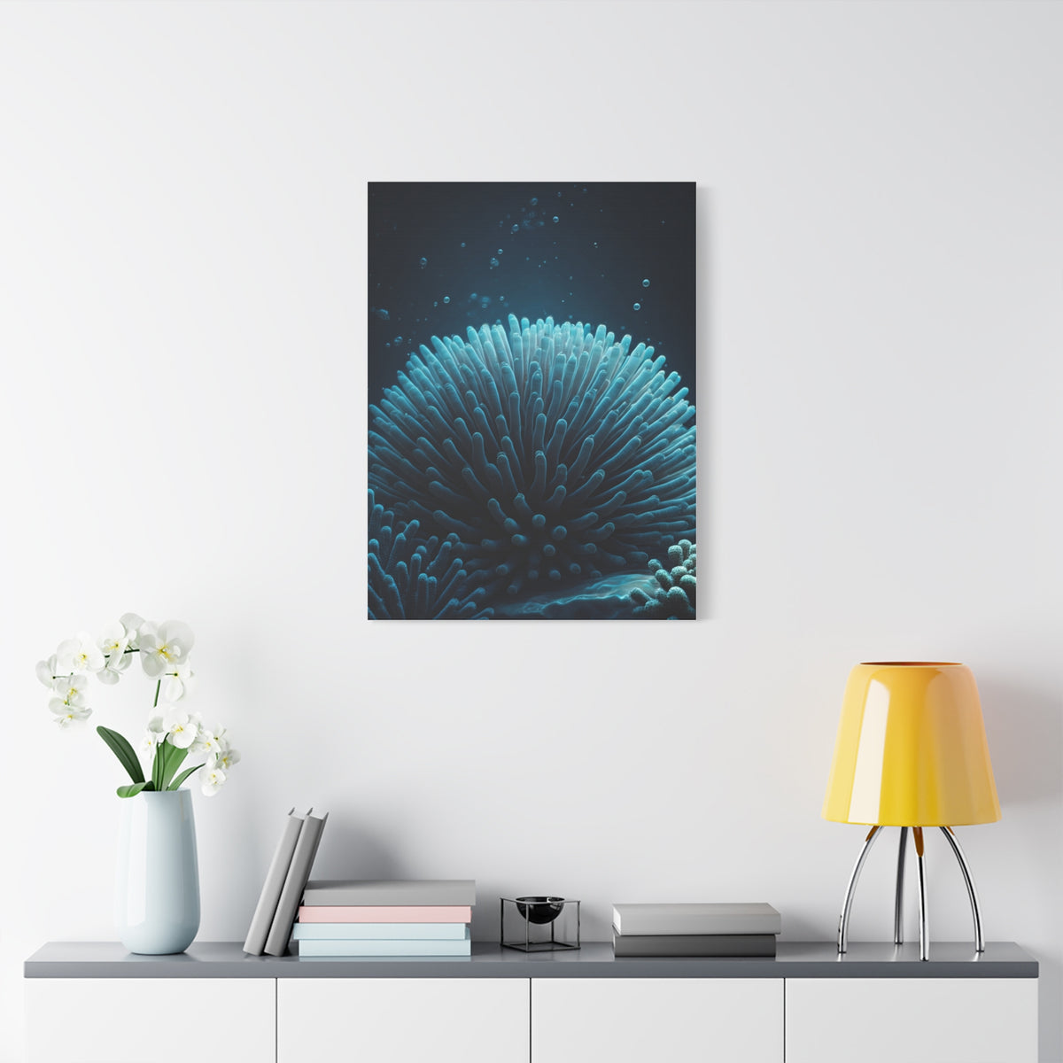 Coral Reef Glow in Deep Blue Ocean Wall Art & Canvas Prints
