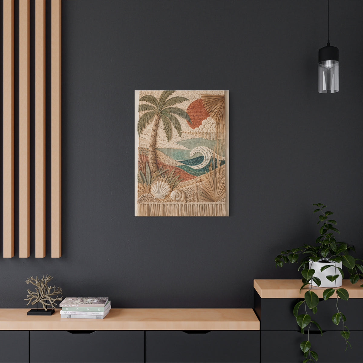 Bohemian Coastal Woven Tapestry Tropical Wall Art & Canvas Print