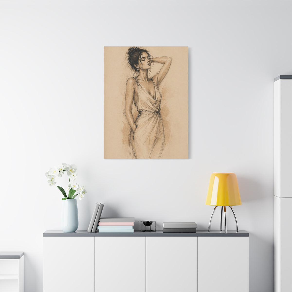 Elegant Charcoal Figure Study Wall Art & Canvas Print