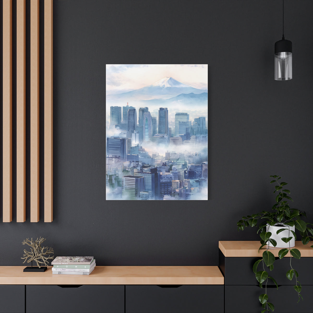 Tokyo Skyline Morning Mist With Mount Fuji Wall Art & Canvas Print