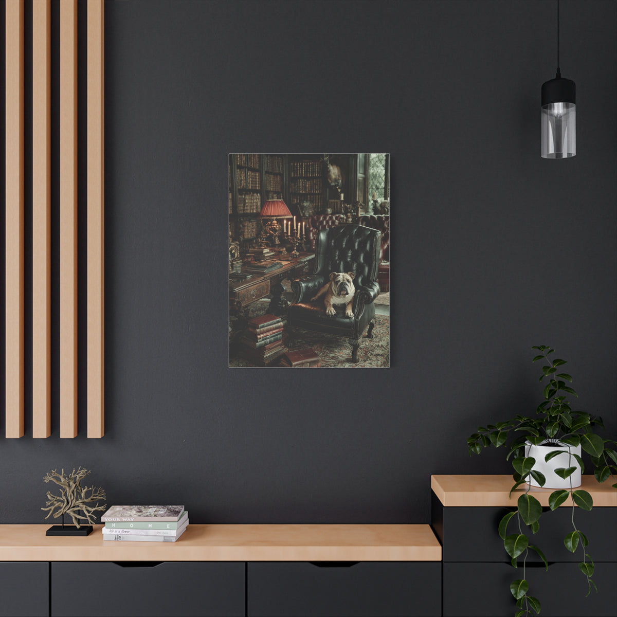 English Bulldog Gentleman’s Library Wall Art & Canvas Print