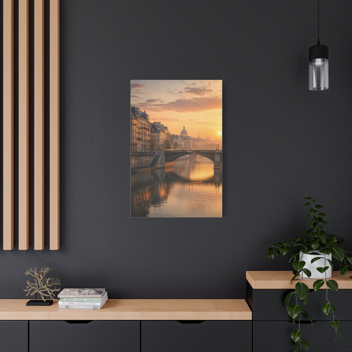 Paris Along the Seine Sunrise Wall Art & Canvas Print