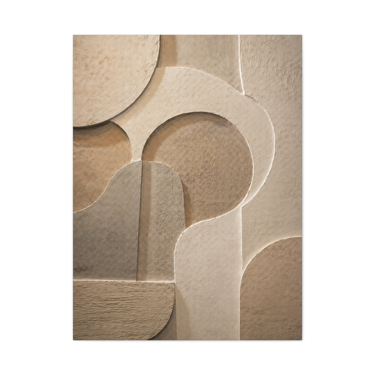 Warm Neutral Plaster Relief Abstract Wall Art & Canvas Print