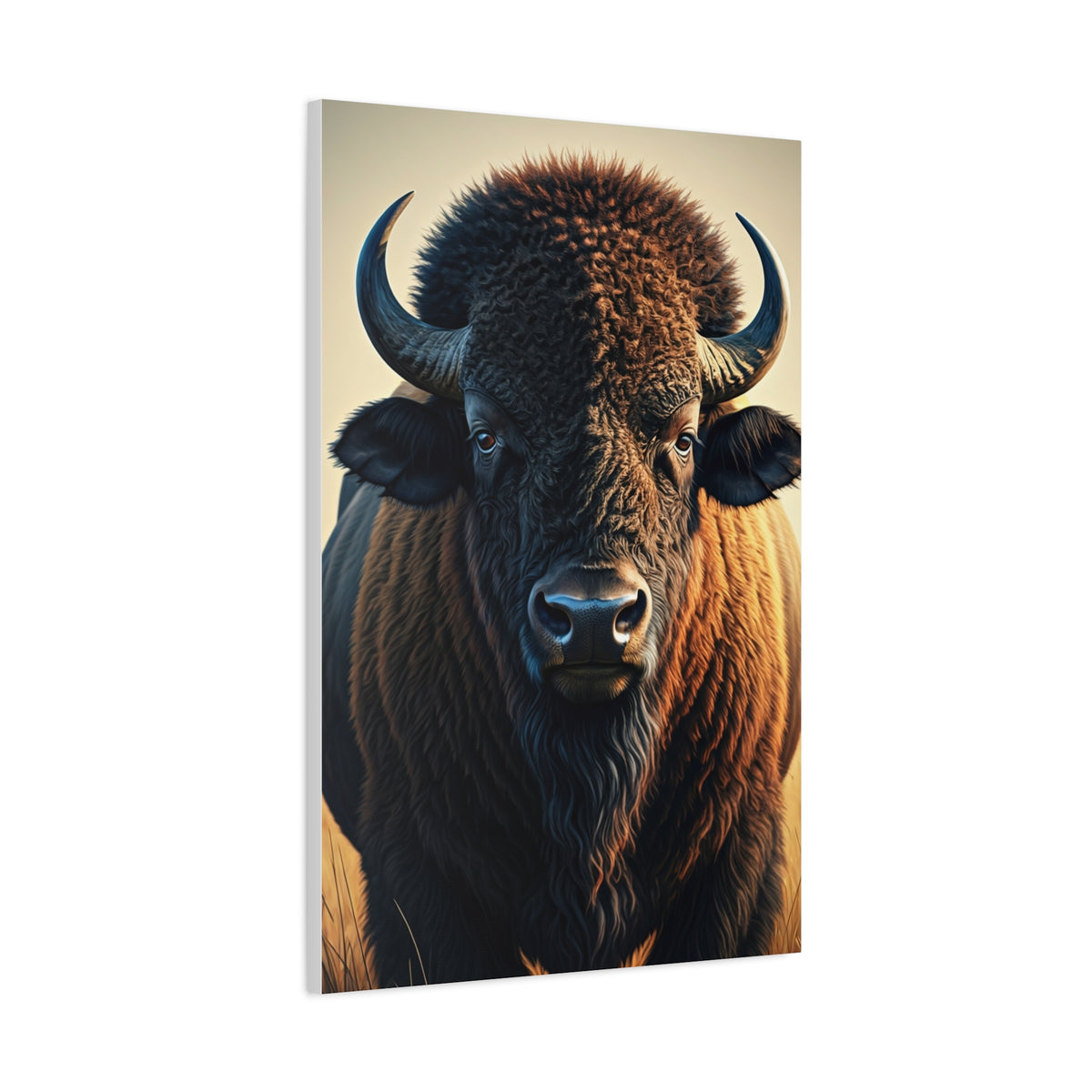 Golden Light American Bison Portrait Wall Art & Canvas Print