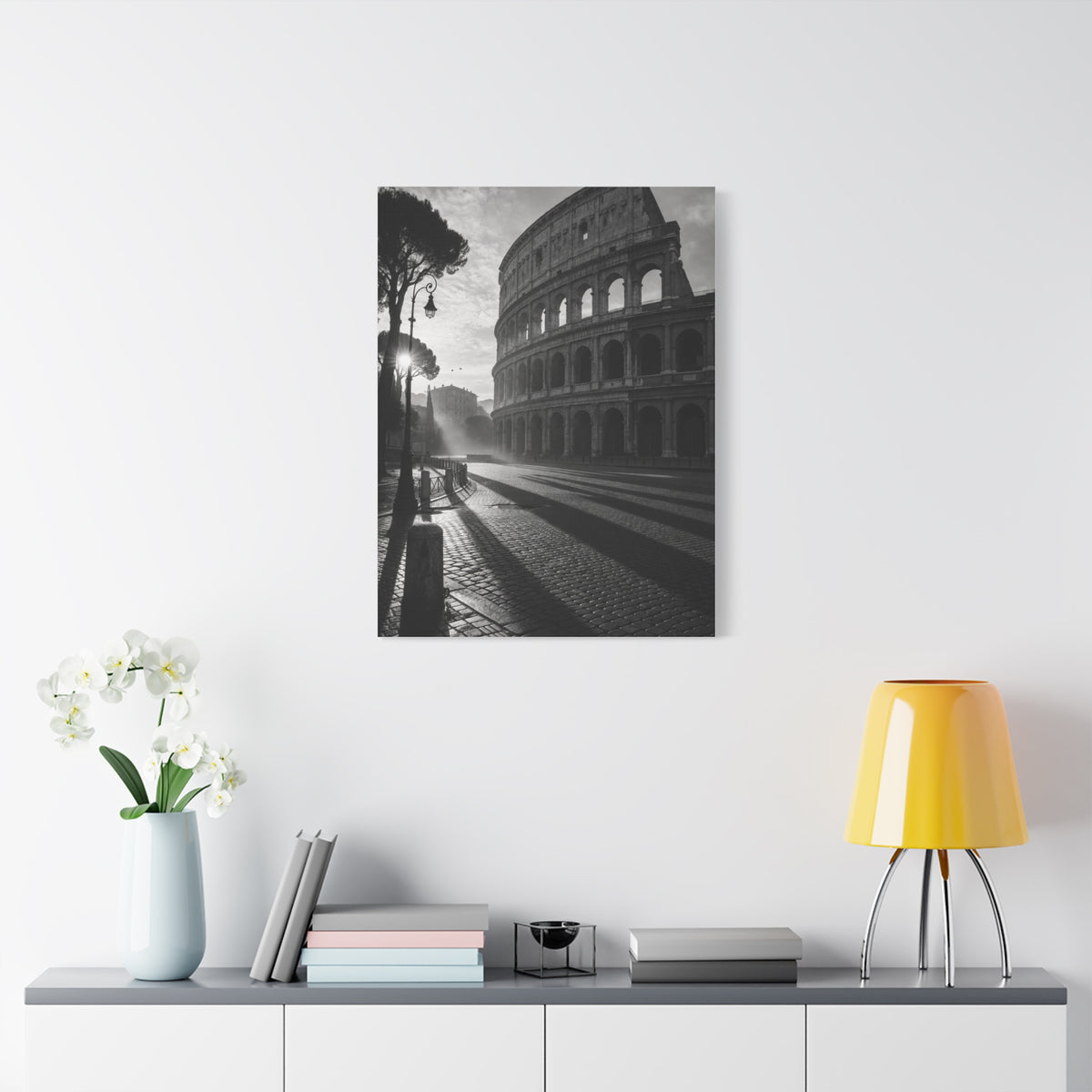 Colosseum Morning Light Monochrome Wall Art & Canvas Print