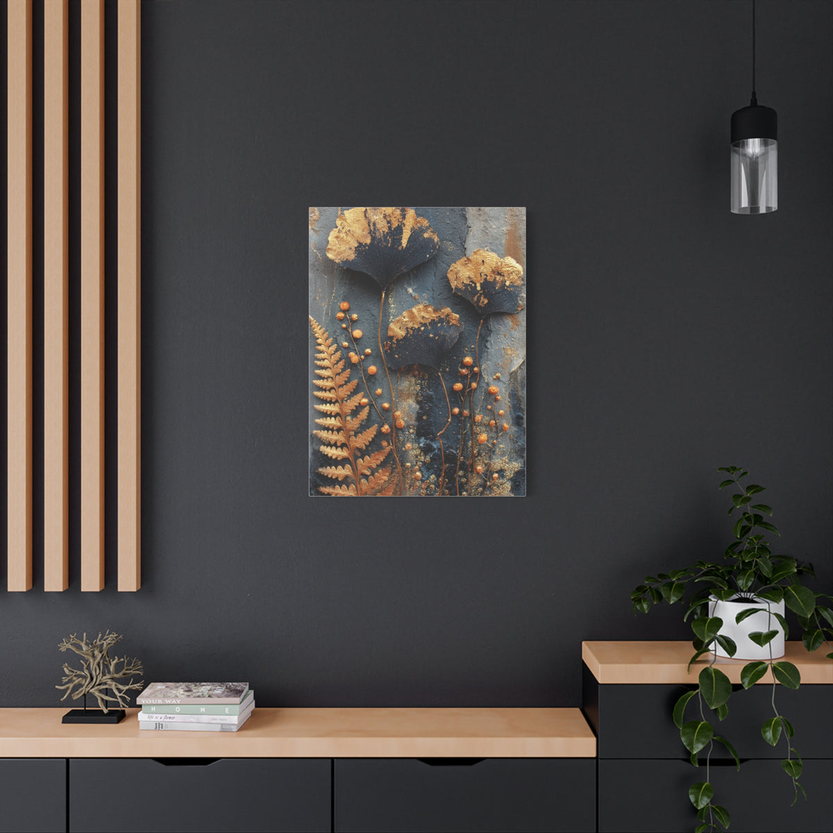 Dark Botanical Gold Leaf Study Wall Art & Canvas Print