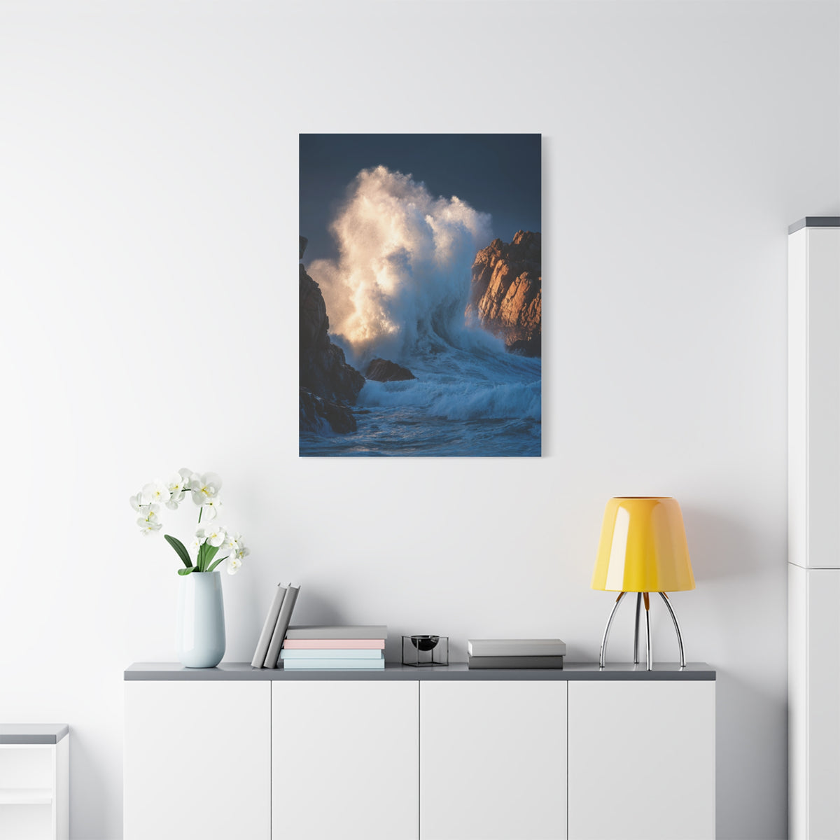 Storm Waves Crashing Against Coastal Rocks Wall Art & Canvas Print