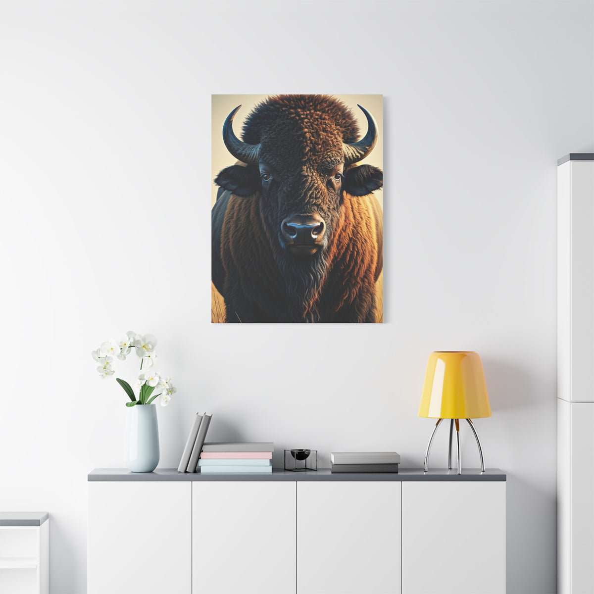 Golden Light American Bison Portrait Wall Art & Canvas Print