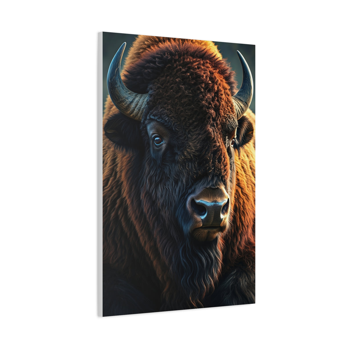 Cinematic Three-Quarter Angle American Bison Portrait Wall Art & Canvas Print