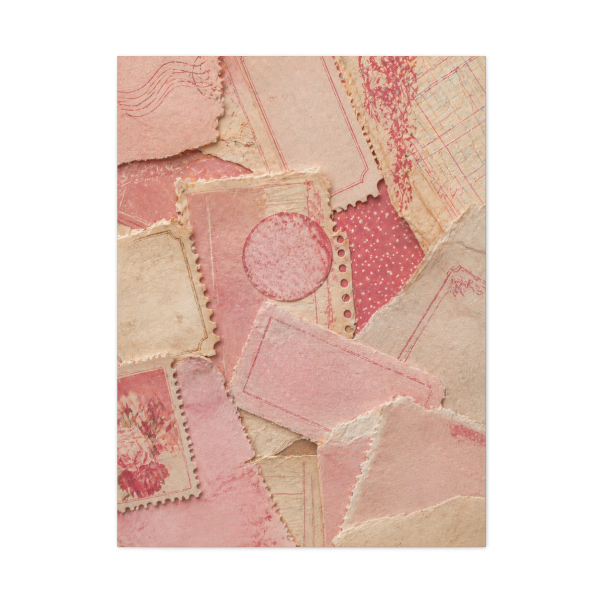 Vintage Pink Paper Collage Wall Art & Canvas Print