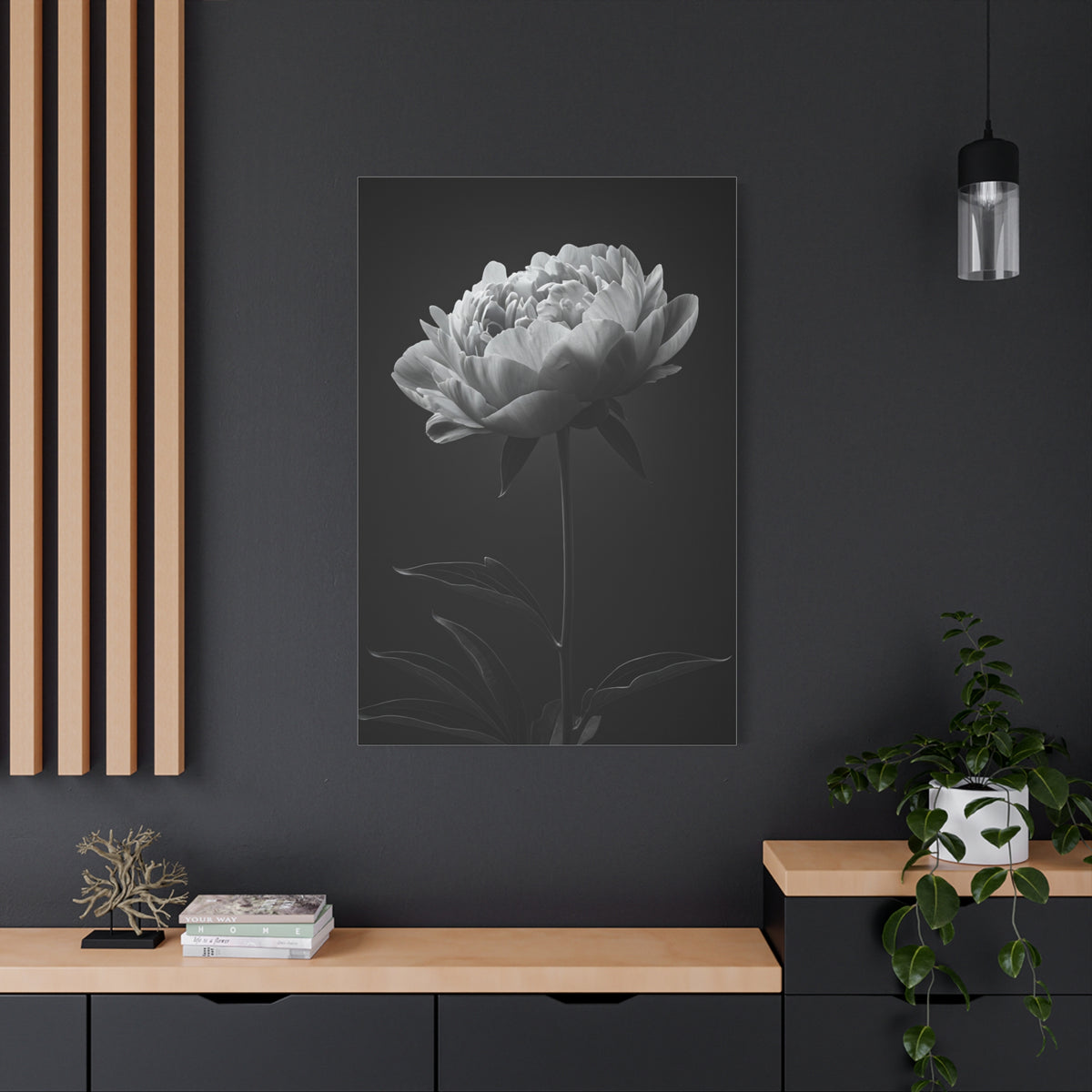 Peony Elegance in Monochrome Wall Art & Canvas Prints