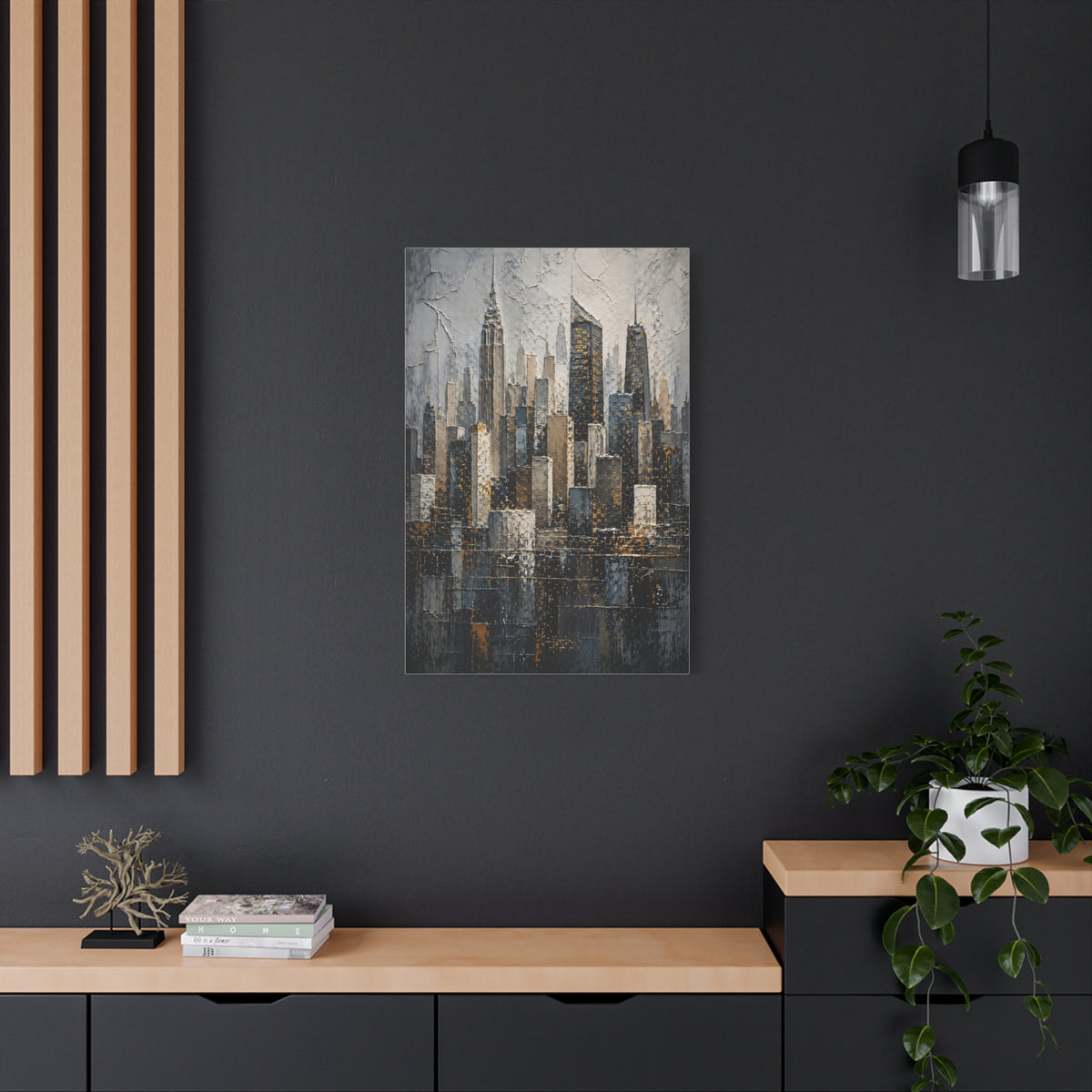 Textured City Skyline Impasto Wall Art & Canvas Print