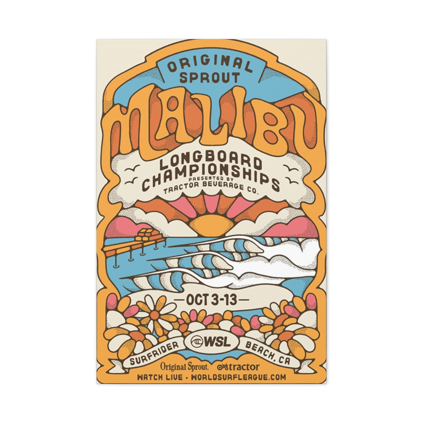 Malibu Surf Poster Wall Art & Canvas Prints