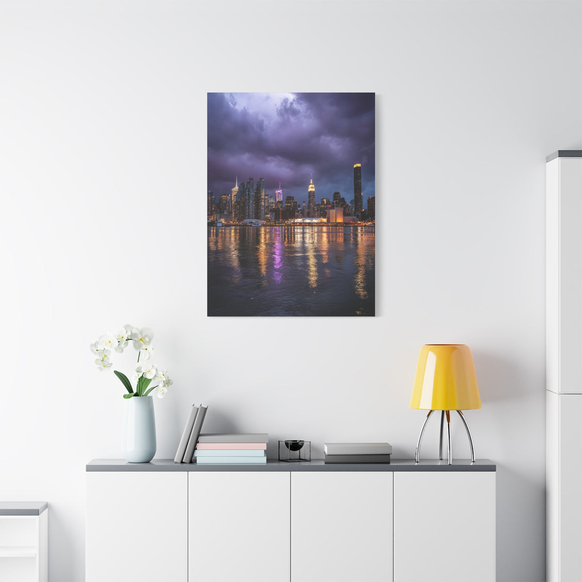 New York Skyline Rainstorm Reflections Wall Art & Canvas Print