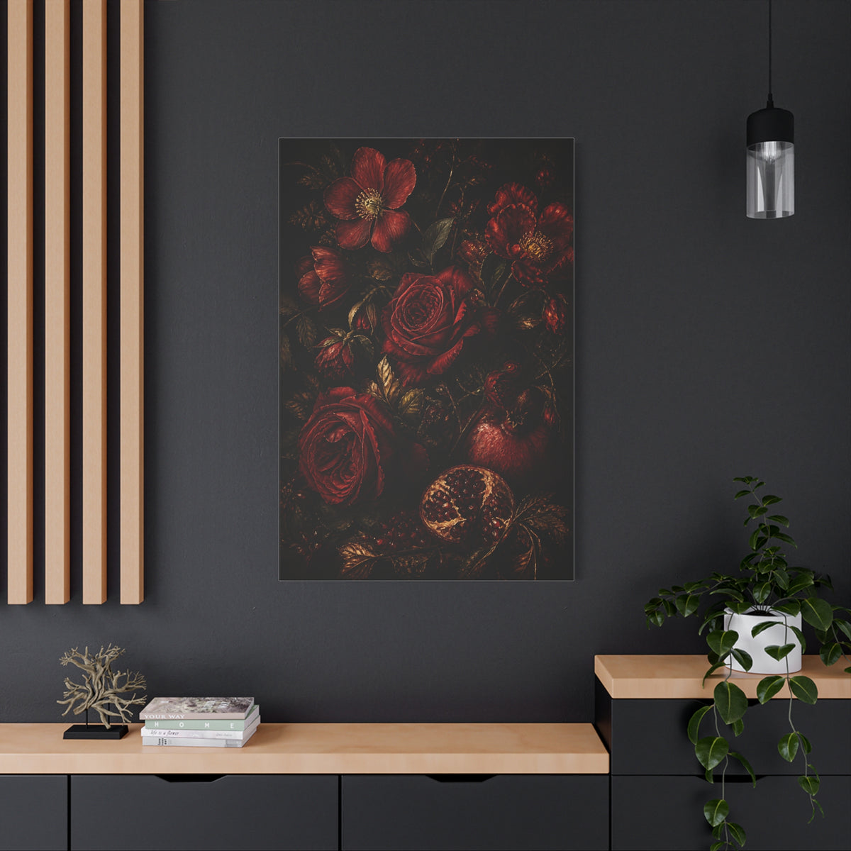 Dark Red Botanical Still Life Wall Art & Canvas Print