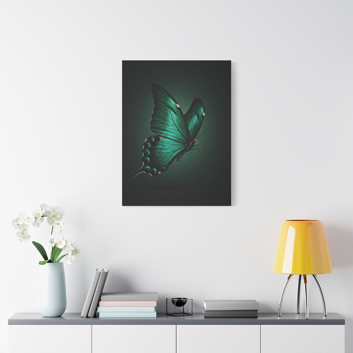 Emerald Swallowtail Butterfly in Shadow Light Wall Art & Canvas Prints