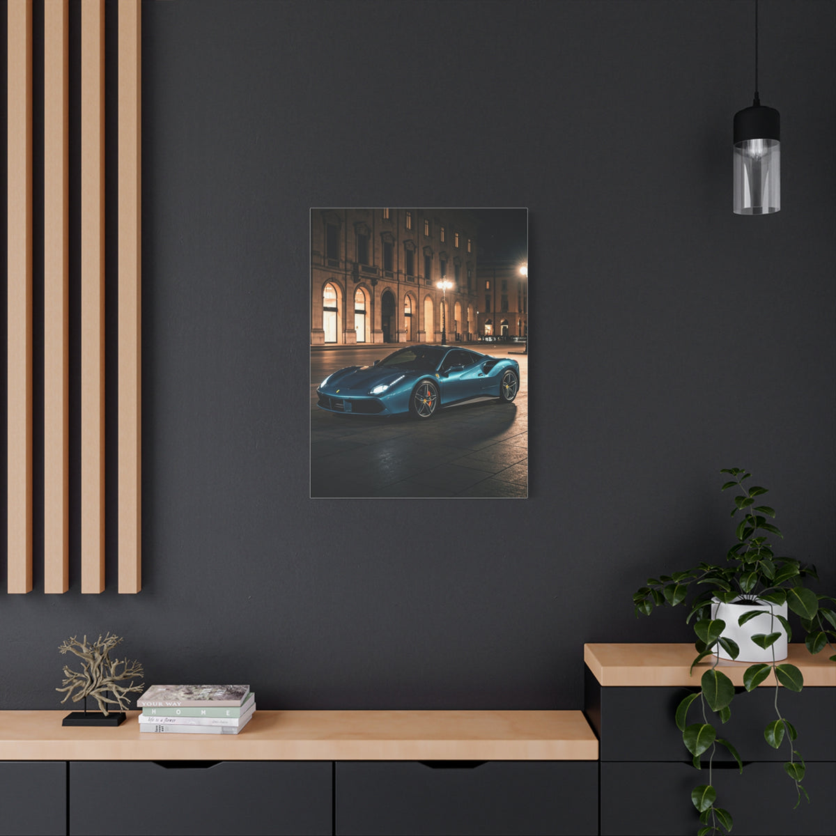Ferrari 488 GTB Night City Square Wall Art & Canvas Prints