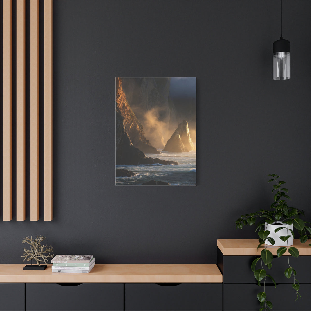 Dramatic Golden Light Coastal Cliffs Wall Art & Canvas Print