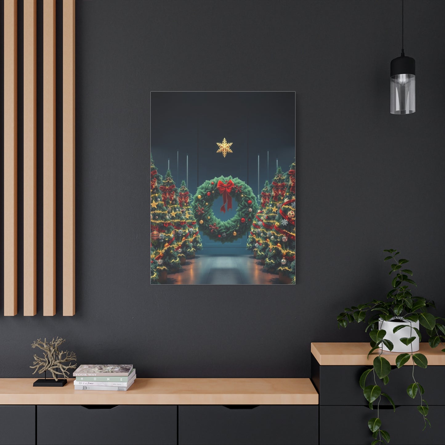 Christmas Trees & Wreath Art Luxury Canvas Wall Art & Canvas Print