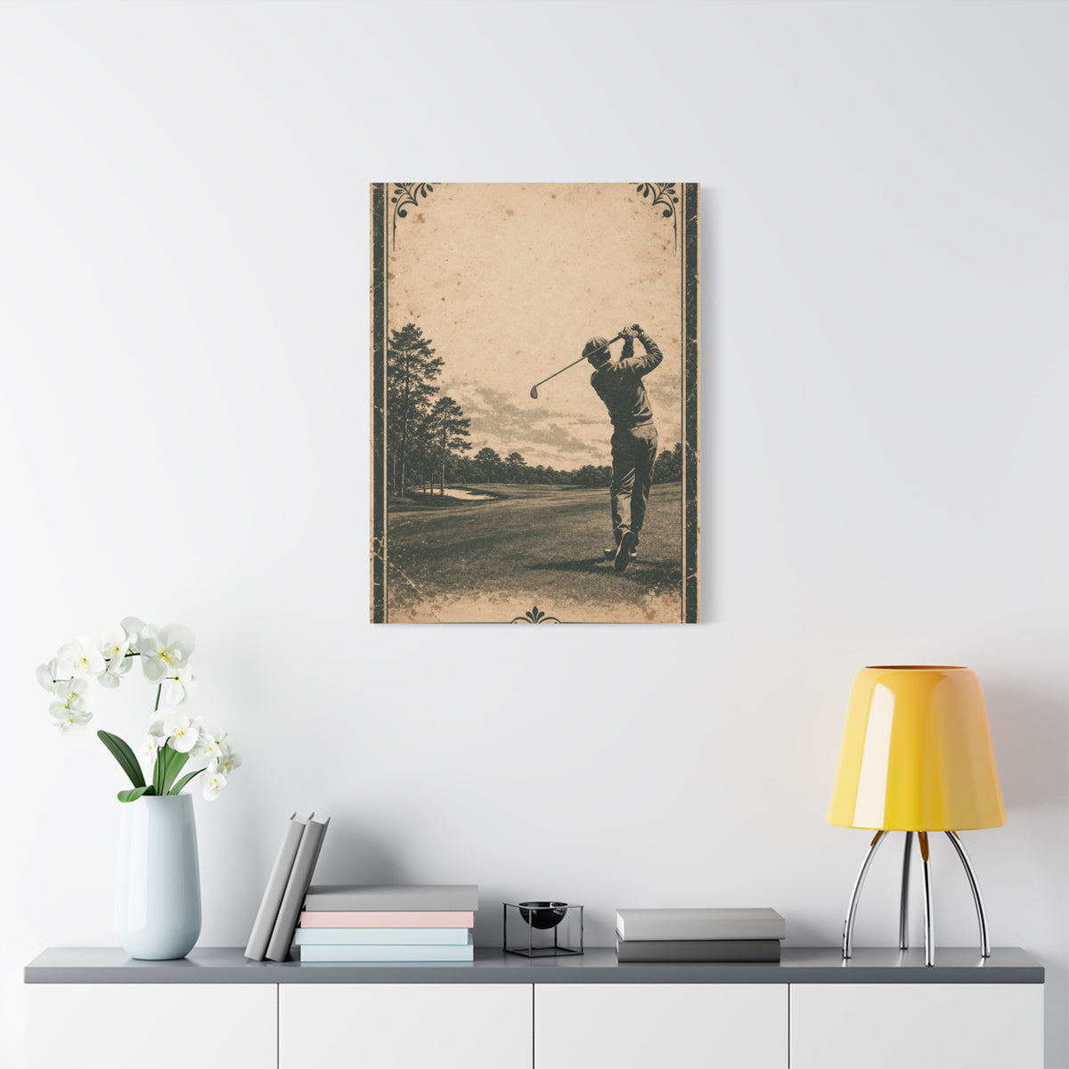Vintage Tournament Poster Golfer Wall Art & Canvas Print