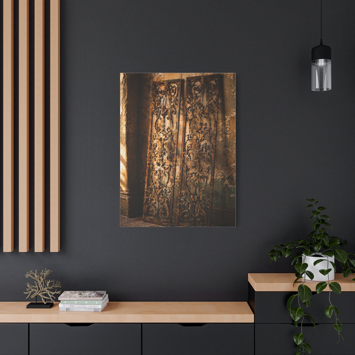 Wrought Iron Shutter Study Wall Art & Canvas Print