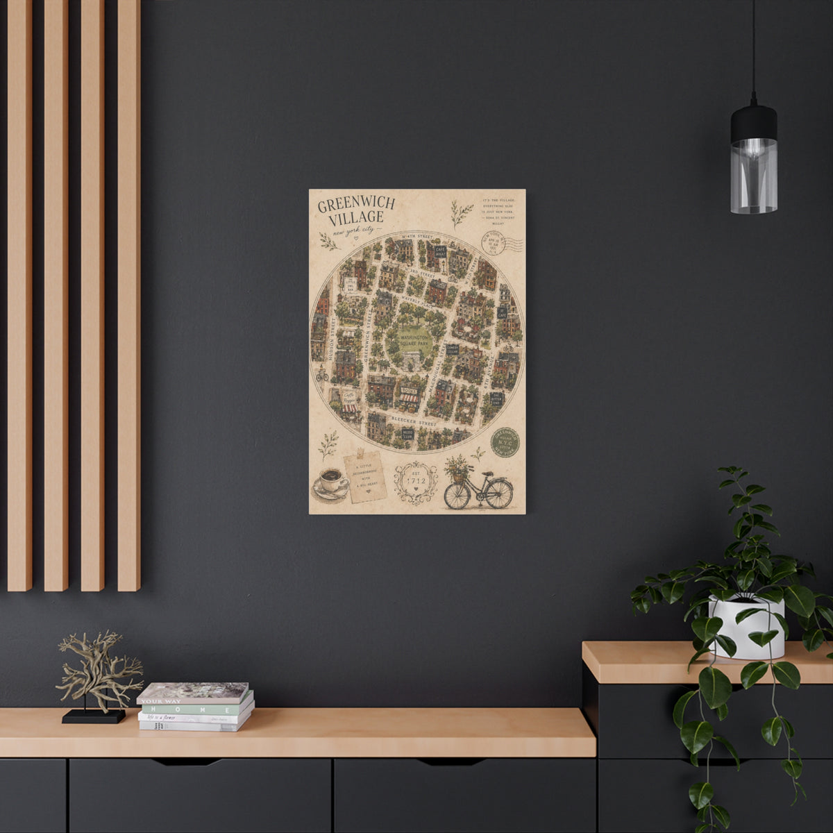Greenwich Village Illustrated Map Wall Art & Canvas Print