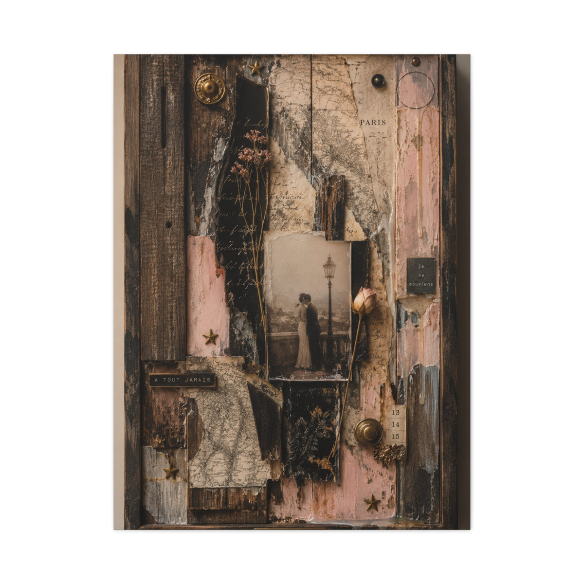 Vintage Love Story Collage Keepsake Wall Art & Canvas Print
