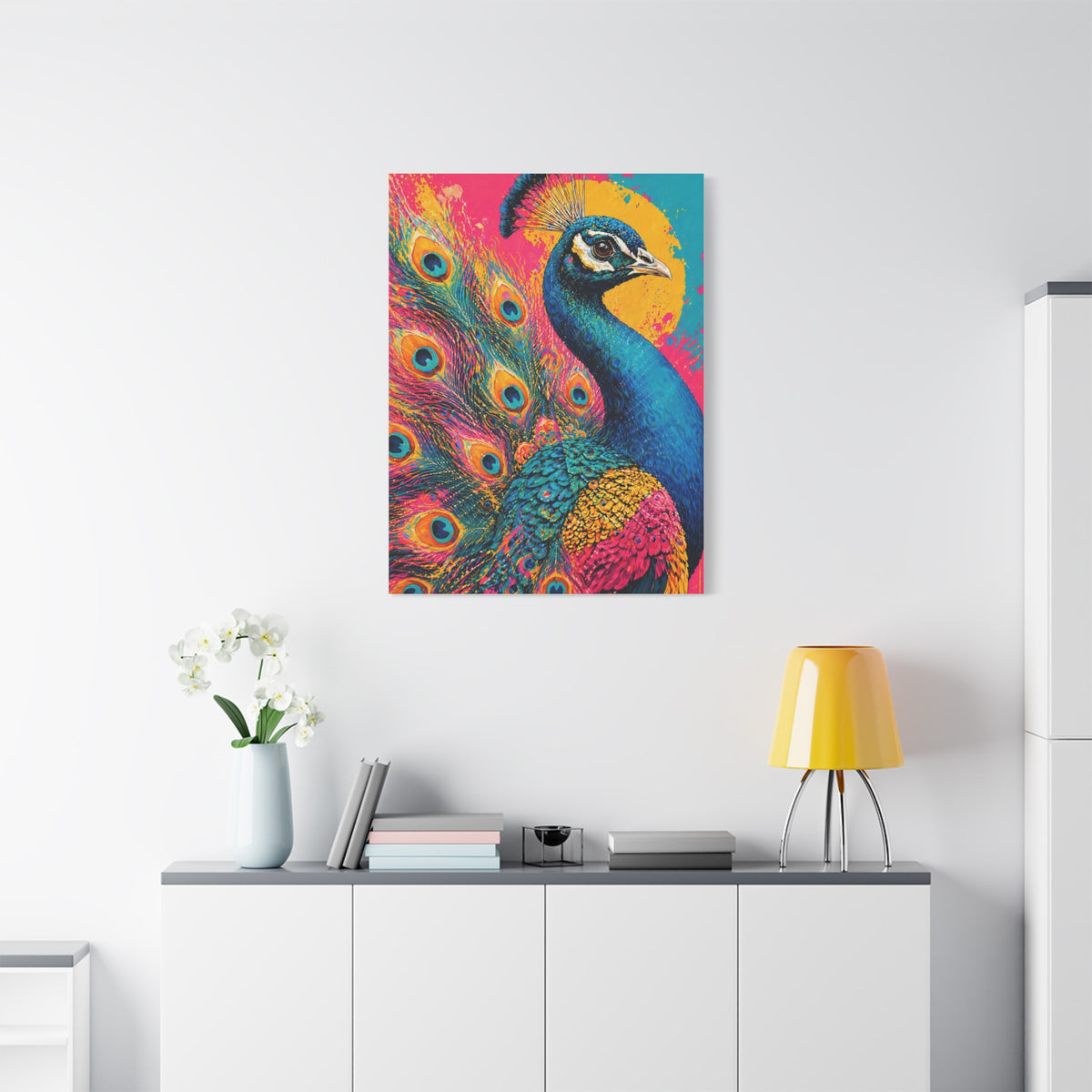 Vibrant Pop Art Peacock Statement Wall Art & Canvas Print