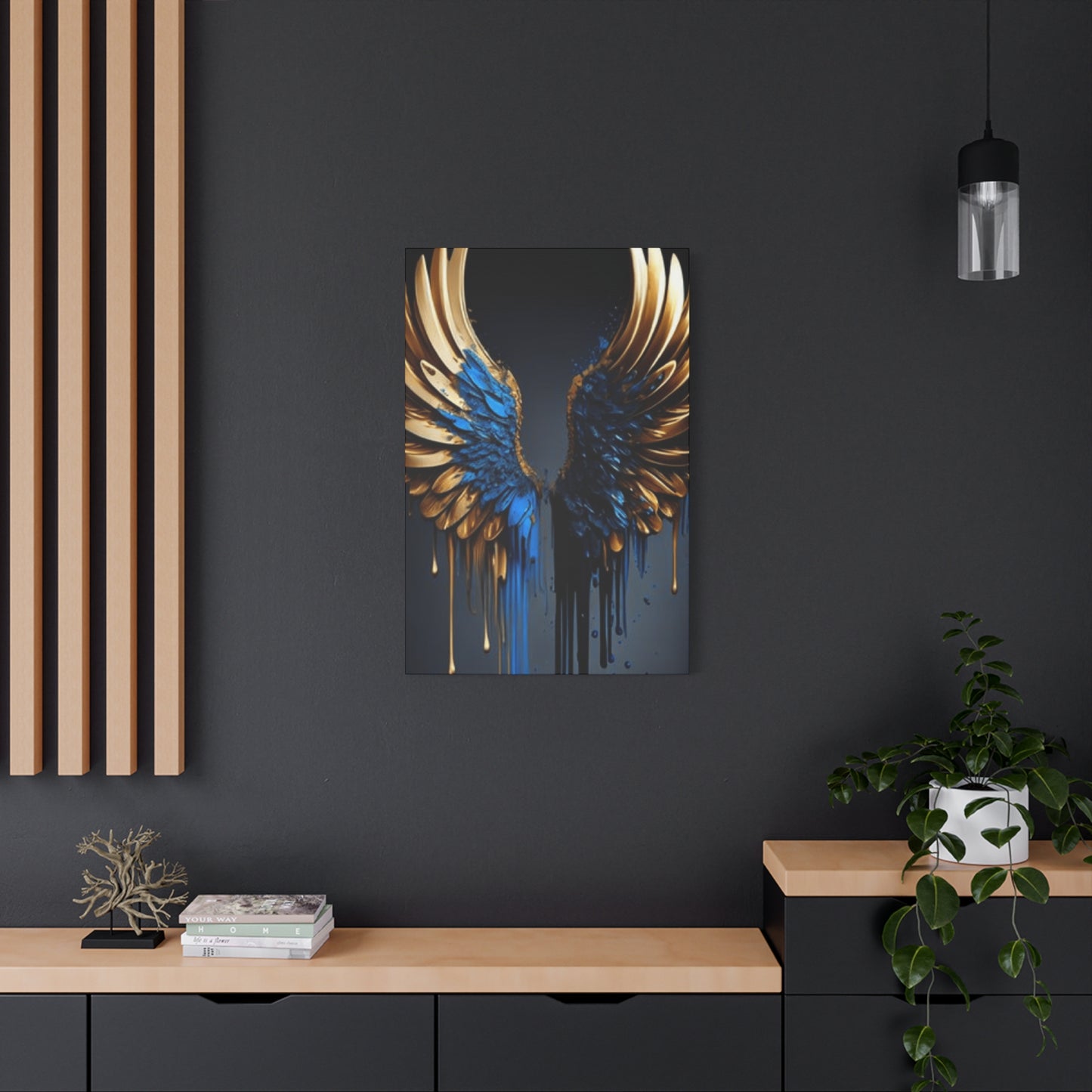 Gold and Blue Angel Wings Wall Art & Canvas Prints