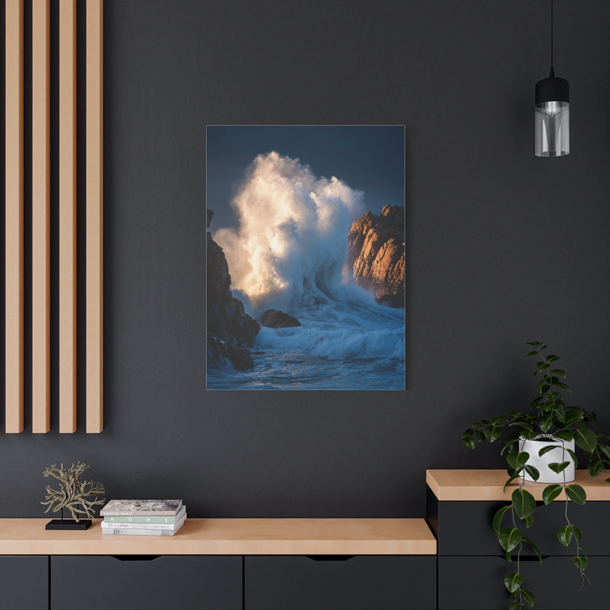 Storm Waves Crashing Against Coastal Rocks Wall Art & Canvas Print