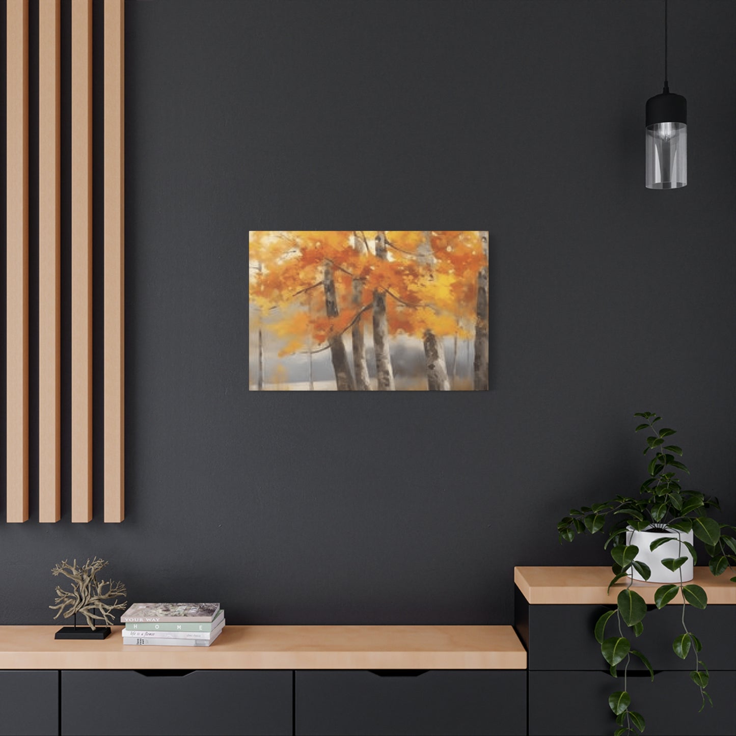 Orange Birch Trees Painting Wall Art & Canvas Prints