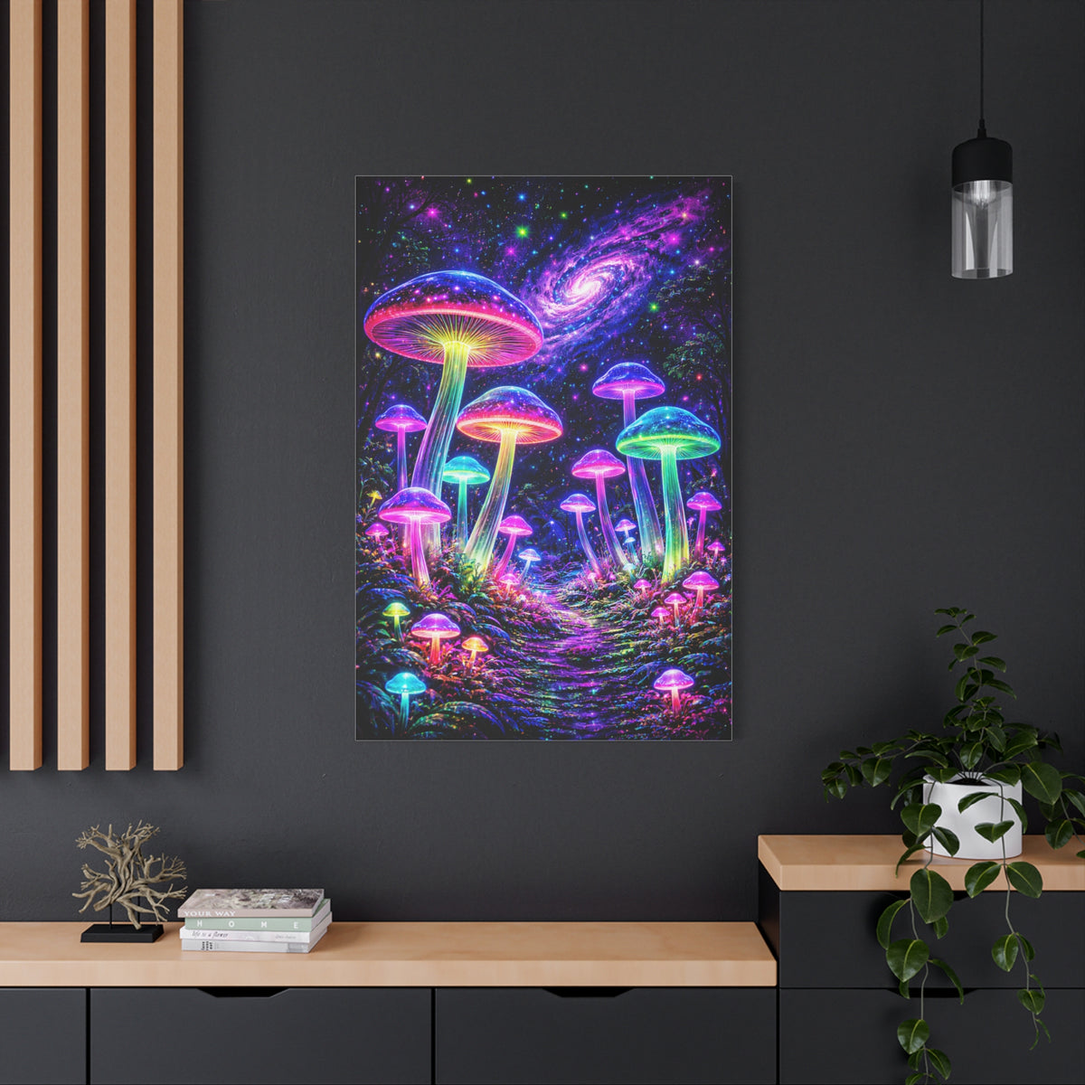 UV-Reactive Psychedelic Mushroom Forest Wall Art & Canvas Print