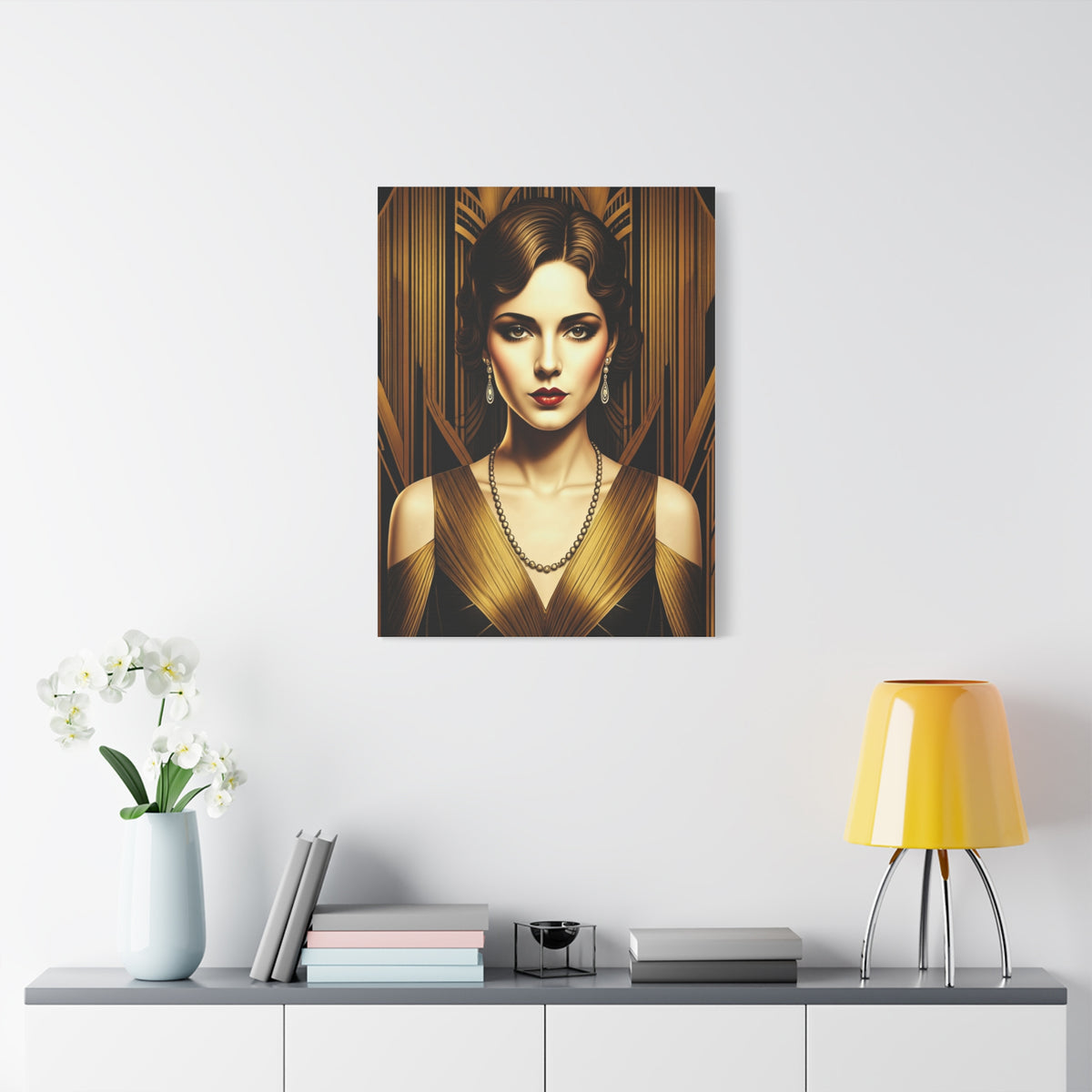 Golden Vintage Glamour Portrait Wall Art & Canvas Prints