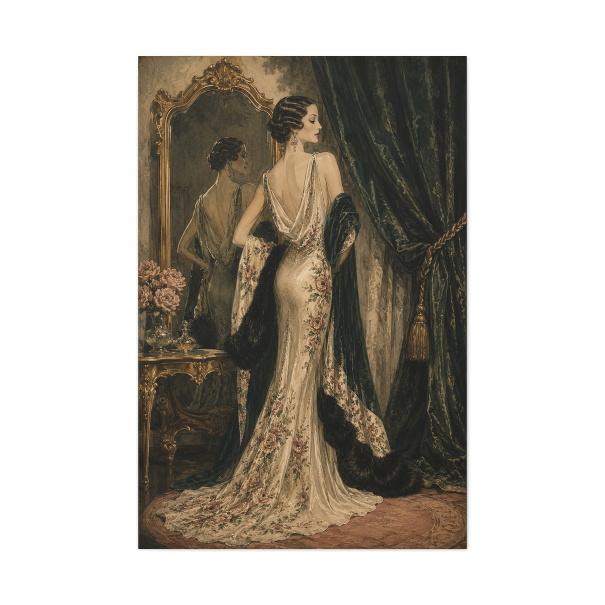 Art Deco Couture Evening Portrait Wall Art & Canvas Print