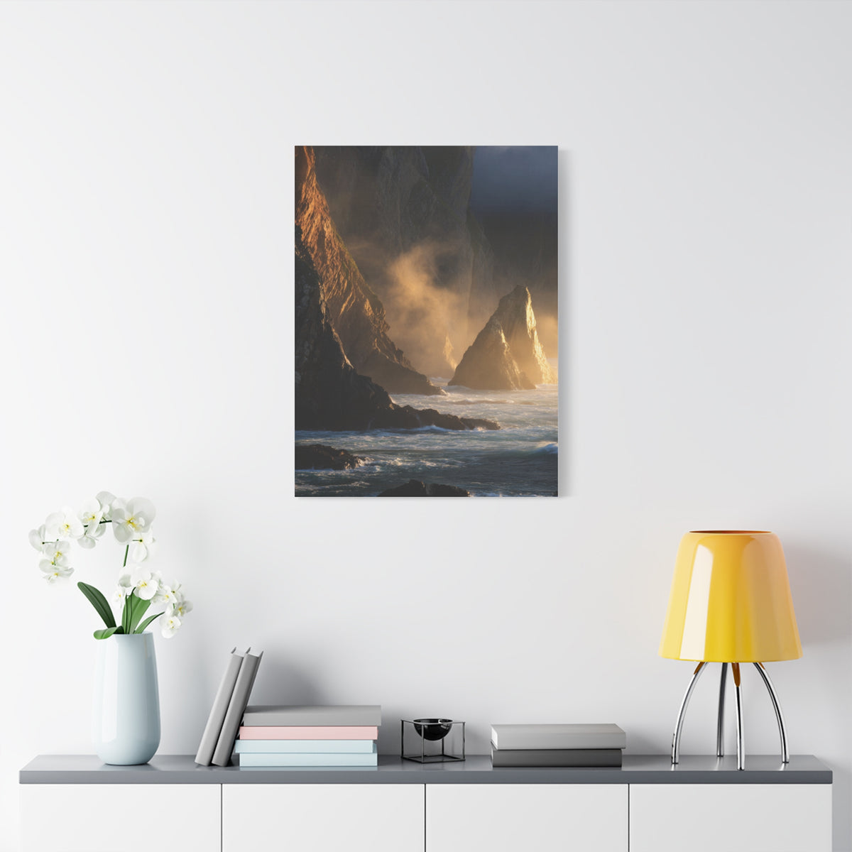 Dramatic Golden Light Coastal Cliffs Wall Art & Canvas Print