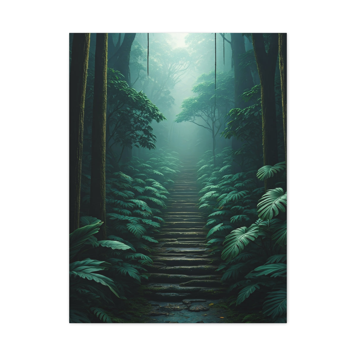 Misty Forest Stairway Path Wall Art & Canvas Prints
