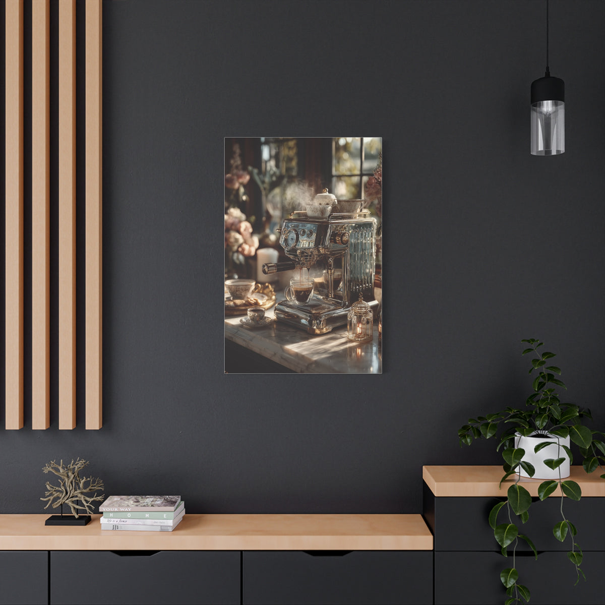 Luxury Espresso Machine Café Scene Wall Art & Canvas Print