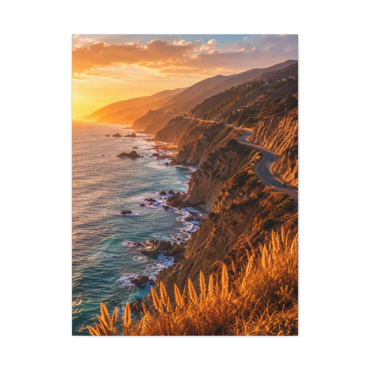 Malibu Coastal Cliffs at Golden Hour Wall Art & Canvas Print