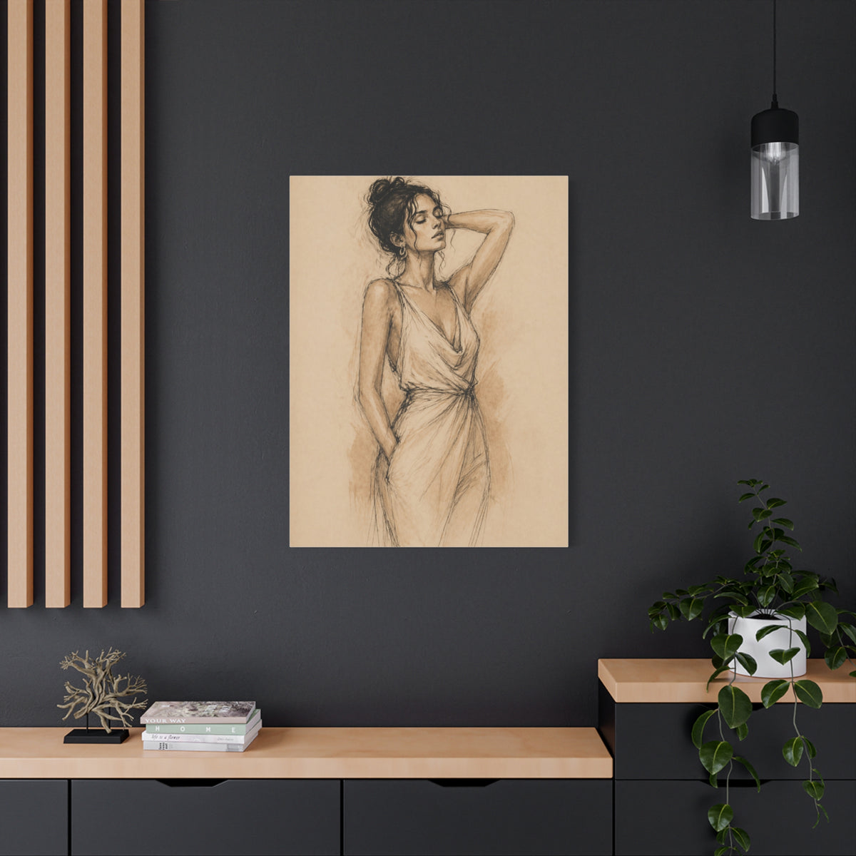 Elegant Charcoal Figure Study Wall Art & Canvas Print