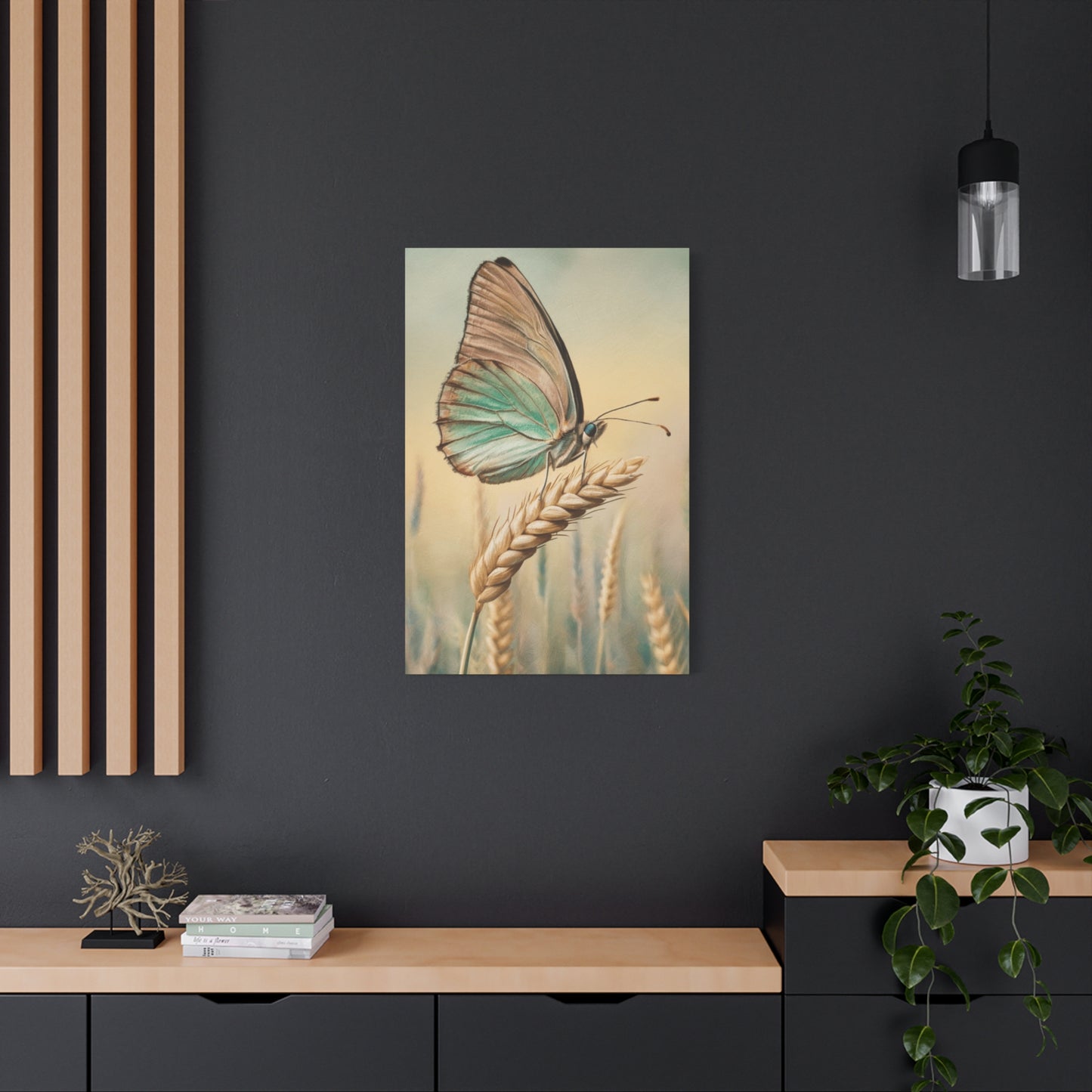 Butterfly on Wheat Crop Painting Wall Art & Canvas Prints