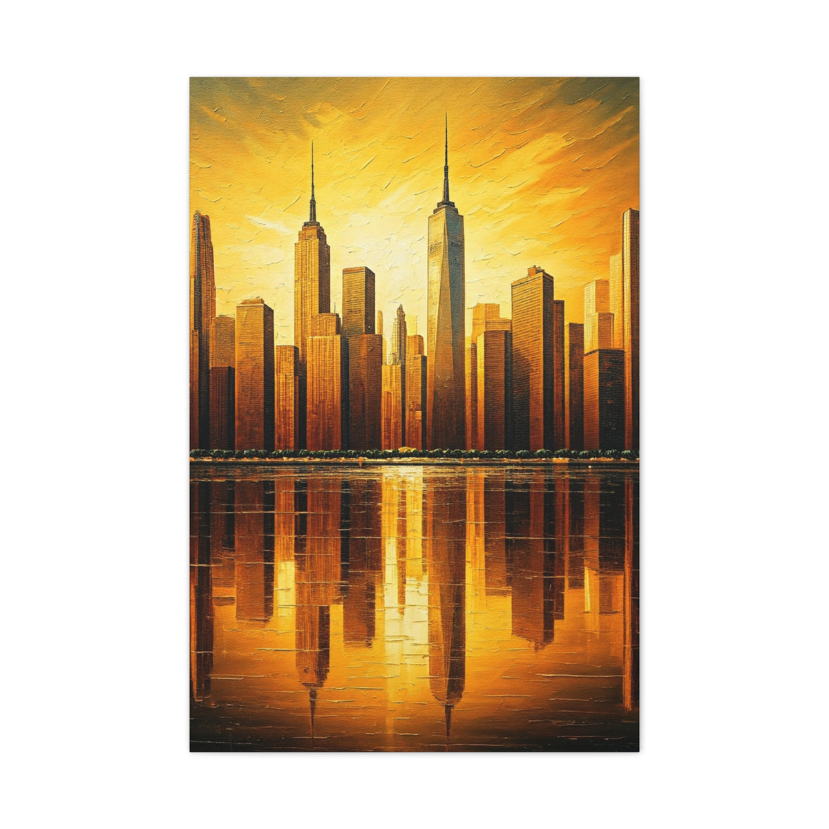 Skyline Reflections in Gold Wall Art & Canvas Prints