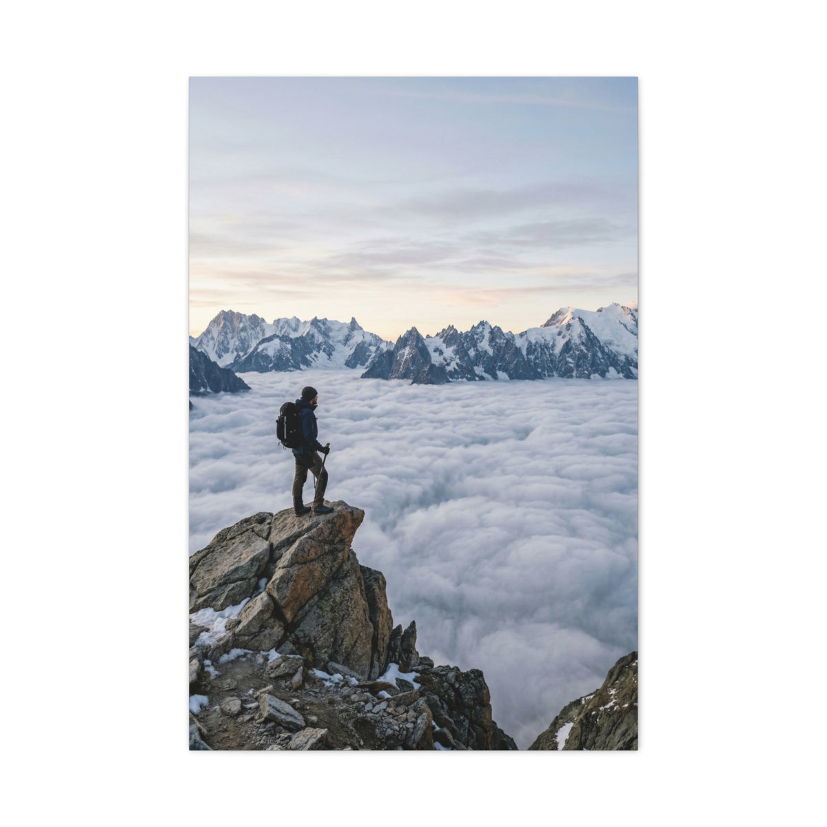 High Altitude Cloud Sea & Hiker Wall Art & Canvas Print