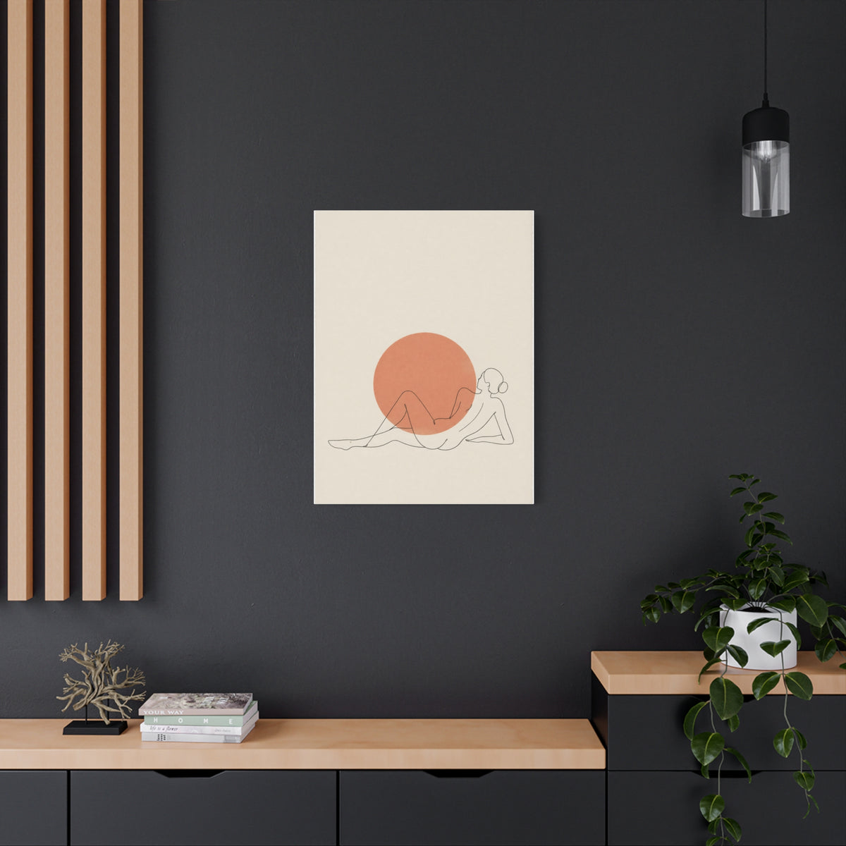 Reclining Line Figure Sun Composition Wall Art & Canvas Print