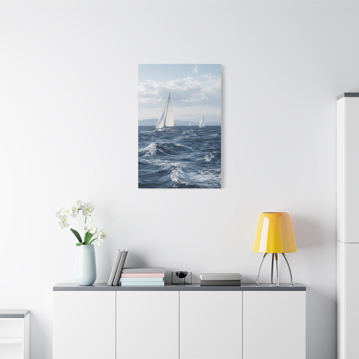 Sailing Horizon Coastal Elegance Scene Wall Art & Canvas Print