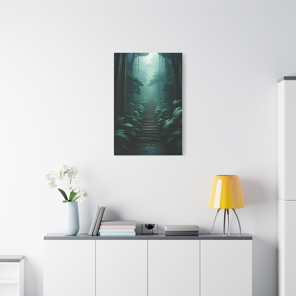 Misty Forest Stairway Path Wall Art & Canvas Prints