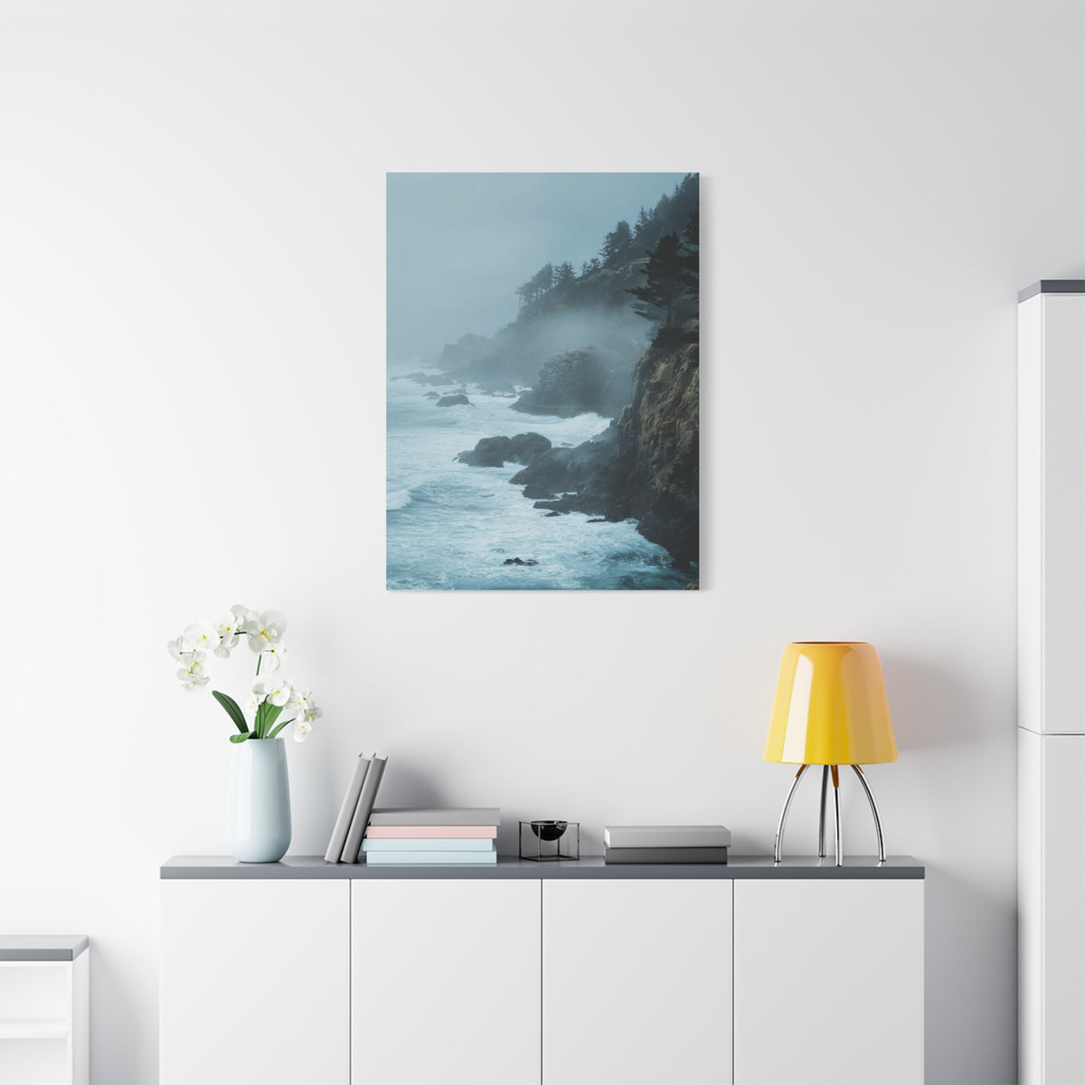 Foggy Coastal Cliffs on Quiet Morning Wall Art & Canvas Print