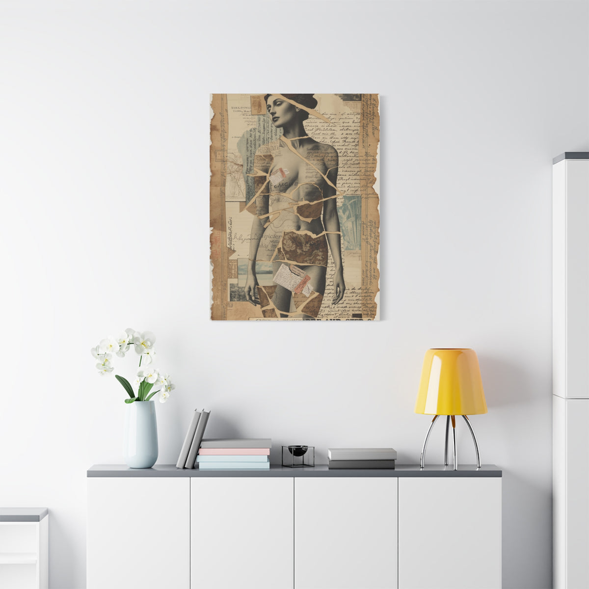 Mixed Media Collage Figure Wall Art & Canvas Print